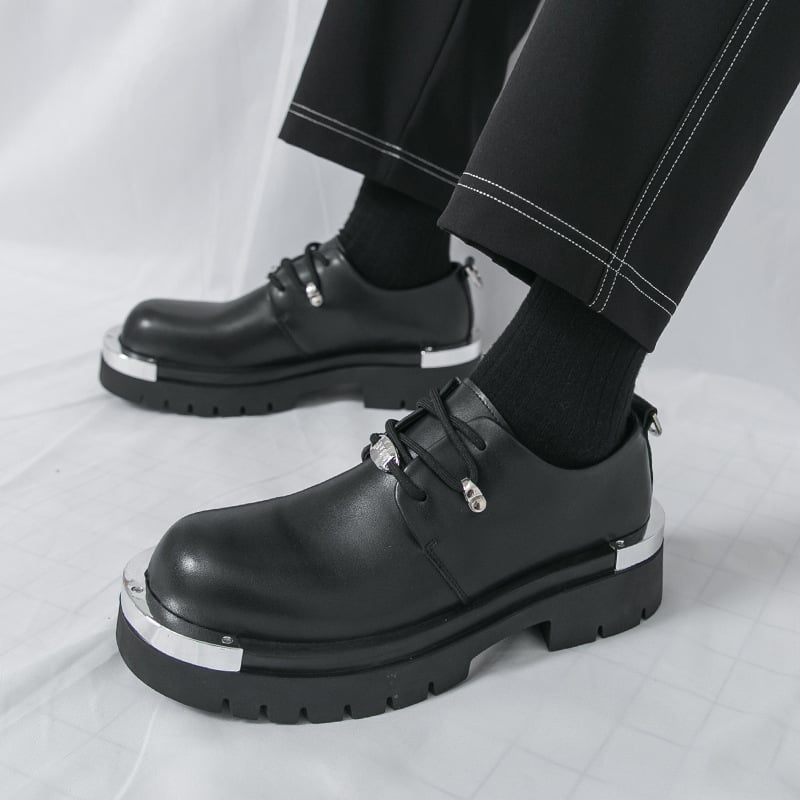 Muške poslovne kožne cipele, koža od mikrovlakana, zaobljeni vrh, niski kroj, vezanje, gumeni đon