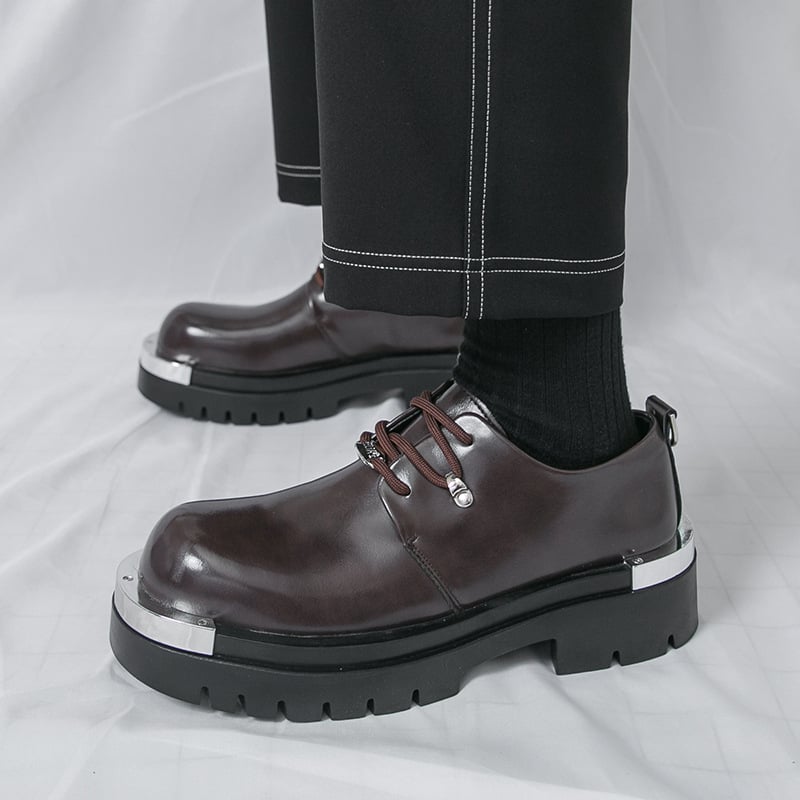 Muške poslovne kožne cipele, koža od mikrovlakana, zaobljeni vrh, niski kroj, vezanje, gumeni đon