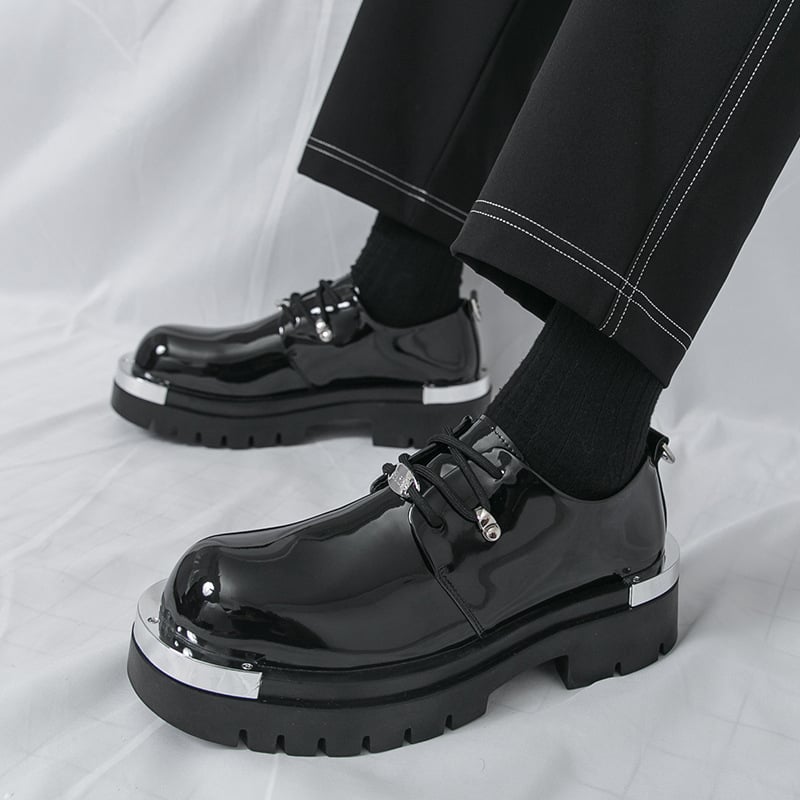 Muške poslovne kožne cipele, koža od mikrovlakana, zaobljeni vrh, niski kroj, vezanje, gumeni đon