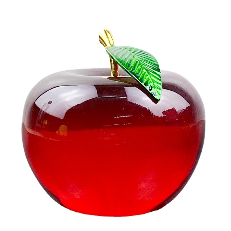 Krištáľová dekorácia do tvaru jablka, moderný štýl, balená v darčekovej krabici, vhodná pre podnikové darčeky