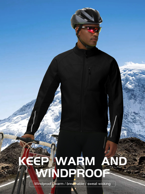 Pánska termálna cyklistická bunda, vodeodolná, s fleecovou podšívkou, vetruodolná, zimná