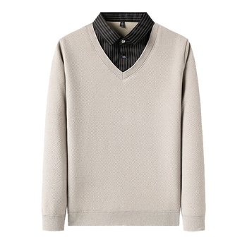 Megztinis polo marškiniai su fliso įdėklu, ilgos rankovės, prigludęs kirpimas, viengubas raštas, patchwork detalė