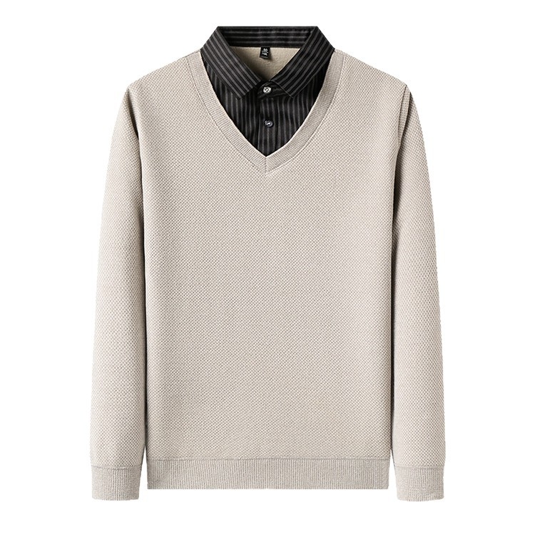 Megztinis polo marškiniai su fliso įdėklu, ilgos rankovės, prigludęs kirpimas, viengubas raštas, patchwork detalė