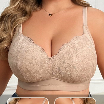 Безжичен повдигащ бюстгальтер, 3/4 чашка, Найлон+еластан, фиксирани двойни презрамки, задна закопчалка с три реда куки и очи, Европейски и Американски стил