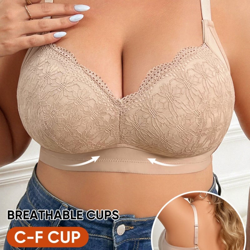 Безжичен повдигащ бюстгальтер, 3/4 чашка, Найлон+еластан, фиксирани двойни презрамки, задна закопчалка с три реда куки и очи, Европейски и Американски стил