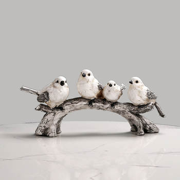 Rooftop фигура от смола – семейство птици, минималистичен мил домашен декор за ТВ шкаф и шкаф за вино