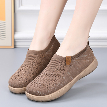 Női Slip-On Lazy cipő, lélegző vászon felsőrész, gumí talp, kerek orr, alacsony talp