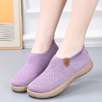 Női Slip-On Lazy cipő, lélegző vászon felsőrész, gumí talp, kerek orr, alacsony talp