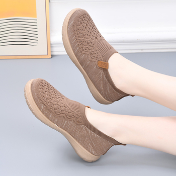 Női Slip-On Lazy cipő, lélegző vászon felsőrész, gumí talp, kerek orr, alacsony talp