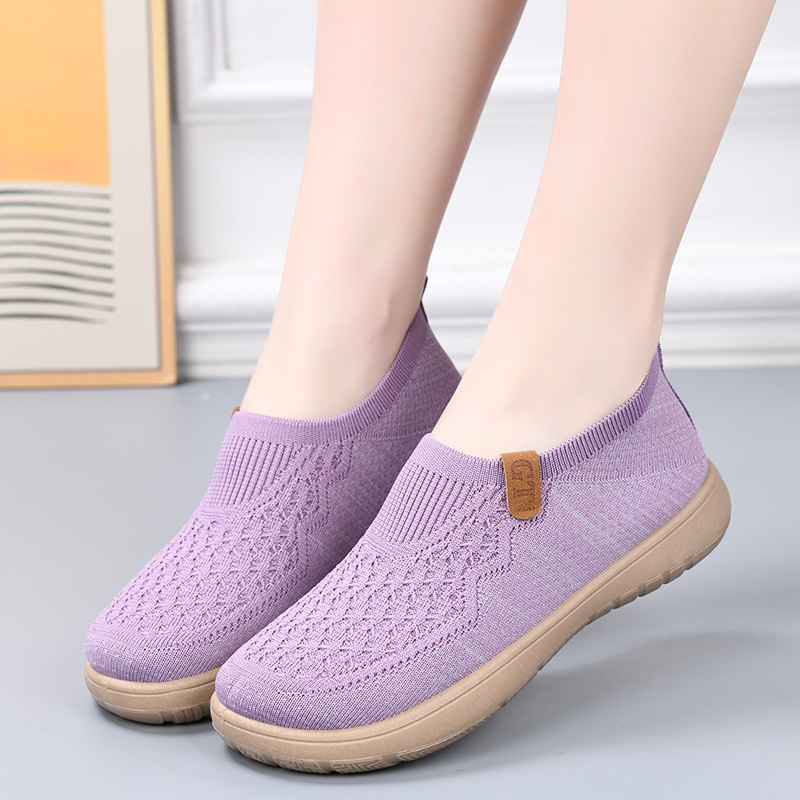 Női Slip-On Lazy cipő, lélegző vászon felsőrész, gumí talp, kerek orr, alacsony talp