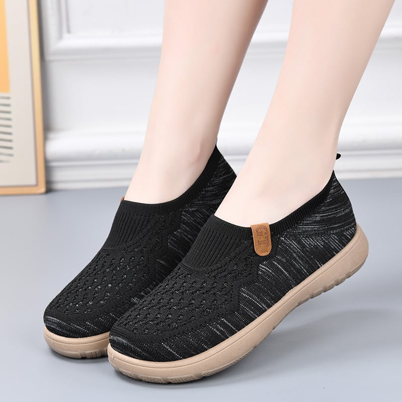 Női Slip-On Lazy cipő, lélegző vászon felsőrész, gumí talp, kerek orr, alacsony talp