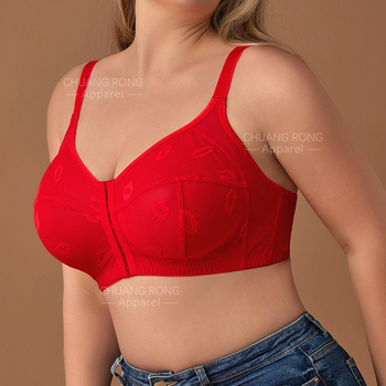 Plusz méretű vezeték nélküli melltartó elől-záródással, csipkével, nylonból, formázott kosarakkal, lélegző