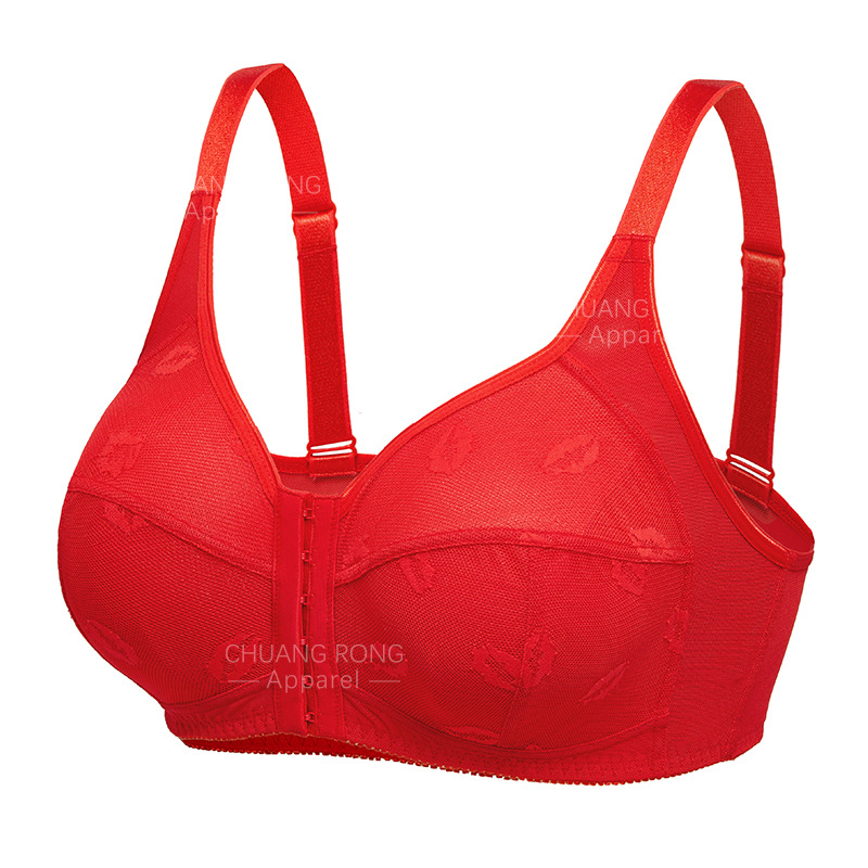 Plusz méretű vezeték nélküli melltartó elől-záródással, csipkével, nylonból, formázott kosarakkal, lélegző