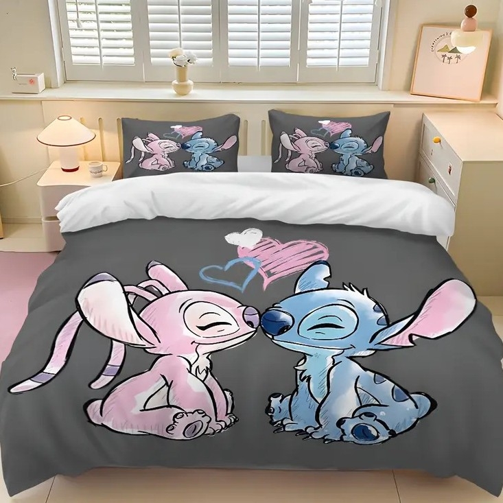 Trojdielny set posteľného prádla s karikatúrnym digitálnym potlačom, materiál: chemické vlákno, gramáž: 800 g