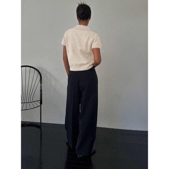 Polo marškinėliai – Korėjos stiliaus, ilgos rankovės, laisvas kirpimas, dryžuotas raštas, siuvinėjimas