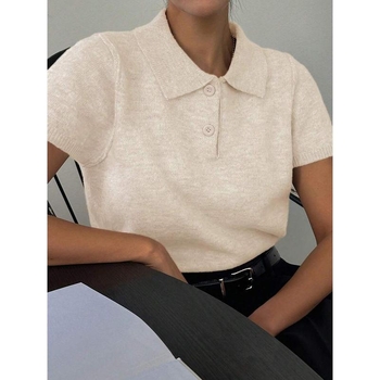 Polo marškinėliai – Korėjos stiliaus, ilgos rankovės, laisvas kirpimas, dryžuotas raštas, siuvinėjimas