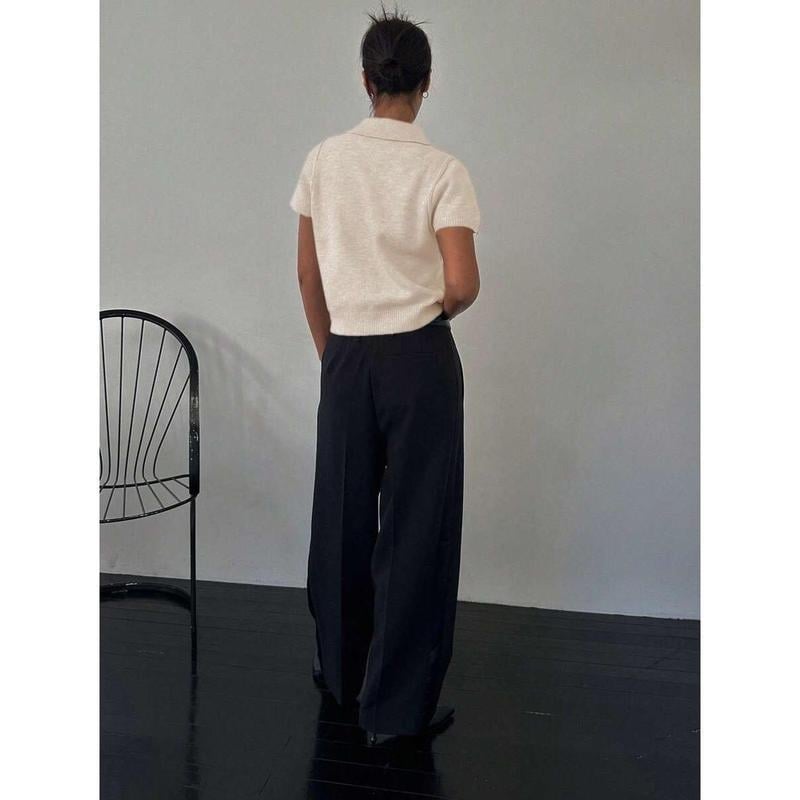 Polo marškinėliai – Korėjos stiliaus, ilgos rankovės, laisvas kirpimas, dryžuotas raštas, siuvinėjimas