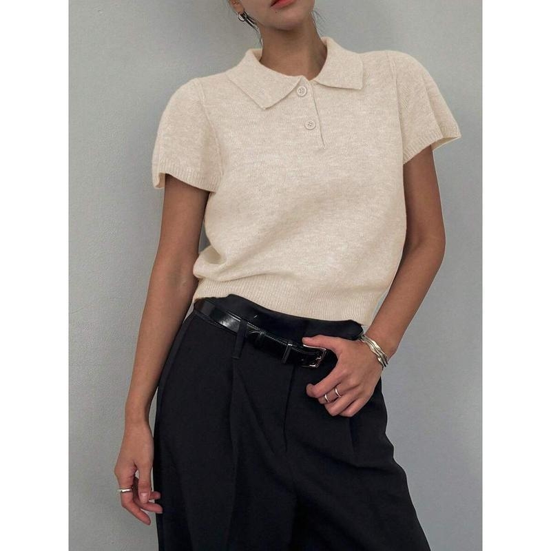 Polo marškinėliai – Korėjos stiliaus, ilgos rankovės, laisvas kirpimas, dryžuotas raštas, siuvinėjimas