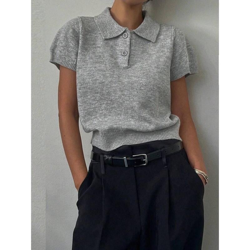 Polo marškinėliai – Korėjos stiliaus, ilgos rankovės, laisvas kirpimas, dryžuotas raštas, siuvinėjimas