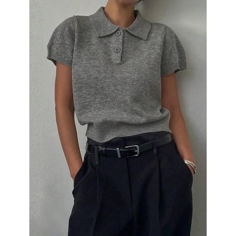 Polo marškinėliai – Korėjos stiliaus, ilgos rankovės, laisvas kirpimas, dryžuotas raštas, siuvinėjimas