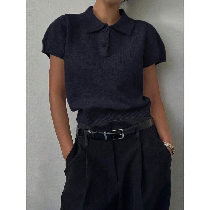 Polo marškinėliai – Korėjos stiliaus, ilgos rankovės, laisvas kirpimas, dryžuotas raštas, siuvinėjimas