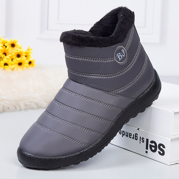 Дамски снегоботушки със страничен цип, водоустойчиви, неплъзгащи, топли, средно високи