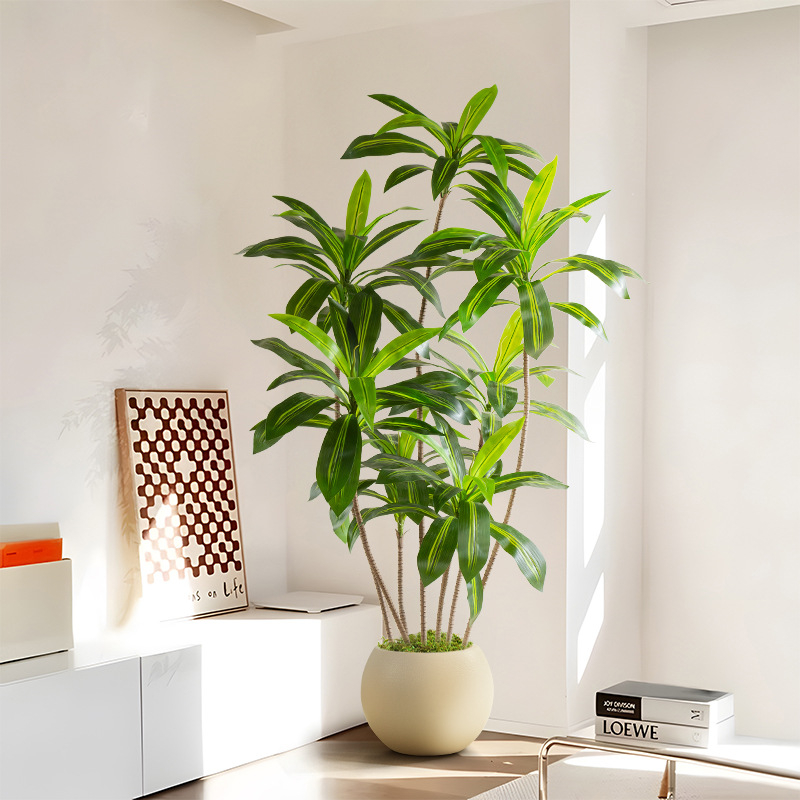 Veľká dekoratívna rastlina v kvetináči – škandinávsky štýl, imitácia brazílskeho dreva, mäkké PVC, vstrekovacie liatie, model 37307643846