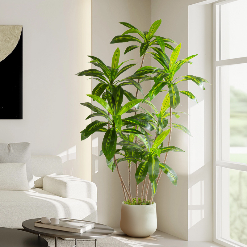 Veľká dekoratívna rastlina v kvetináči – škandinávsky štýl, imitácia brazílskeho dreva, mäkké PVC, vstrekovacie liatie, model 37307643846