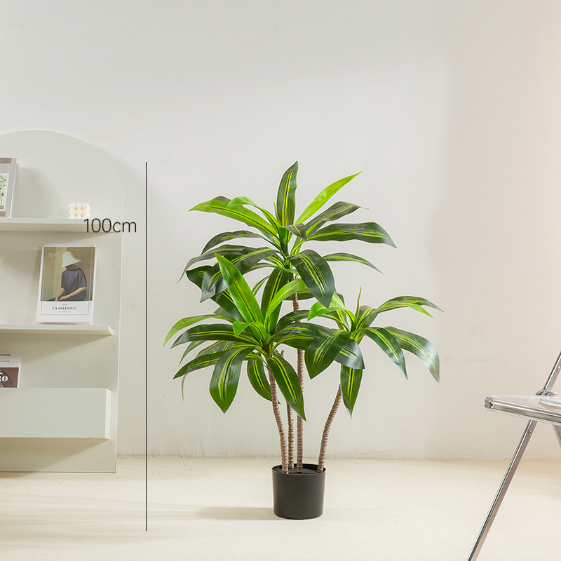 Veľká dekoratívna rastlina v kvetináči – škandinávsky štýl, imitácia brazílskeho dreva, mäkké PVC, vstrekovacie liatie, model 37307643846