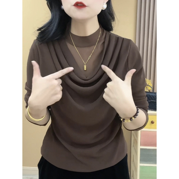 Dámsky top z čipky a polyesteru (95%+), dlhé rukávy, plisované detaily, mestský štýl