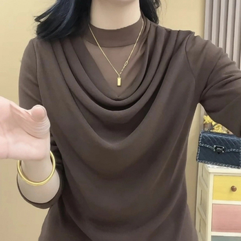 Dámsky top z čipky a polyesteru (95%+), dlhé rukávy, plisované detaily, mestský štýl