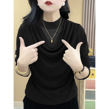 Dámsky top z čipky a polyesteru (95%+), dlhé rukávy, plisované detaily, mestský štýl