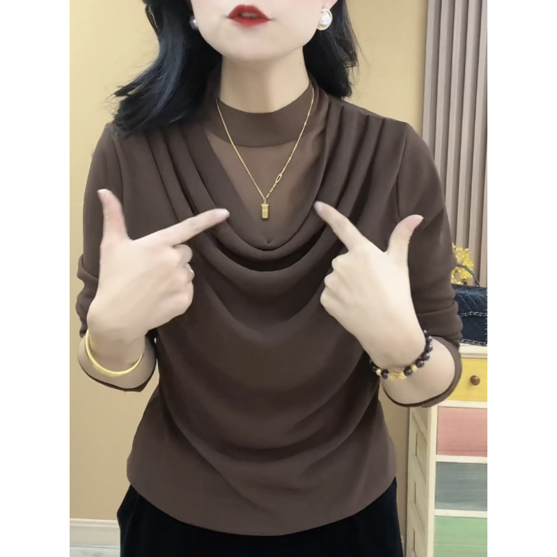 Dámsky top z čipky a polyesteru (95%+), dlhé rukávy, plisované detaily, mestský štýl