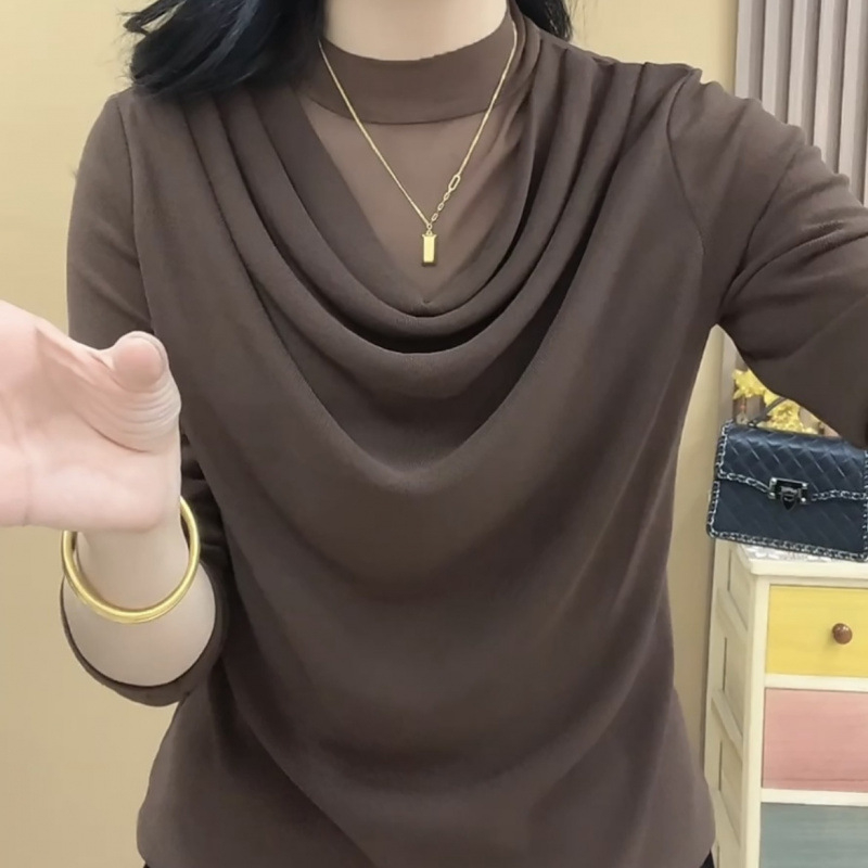 Dámsky top z čipky a polyesteru (95%+), dlhé rukávy, plisované detaily, mestský štýl