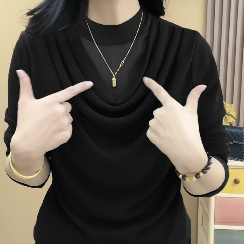 Dámsky top z čipky a polyesteru (95%+), dlhé rukávy, plisované detaily, mestský štýl