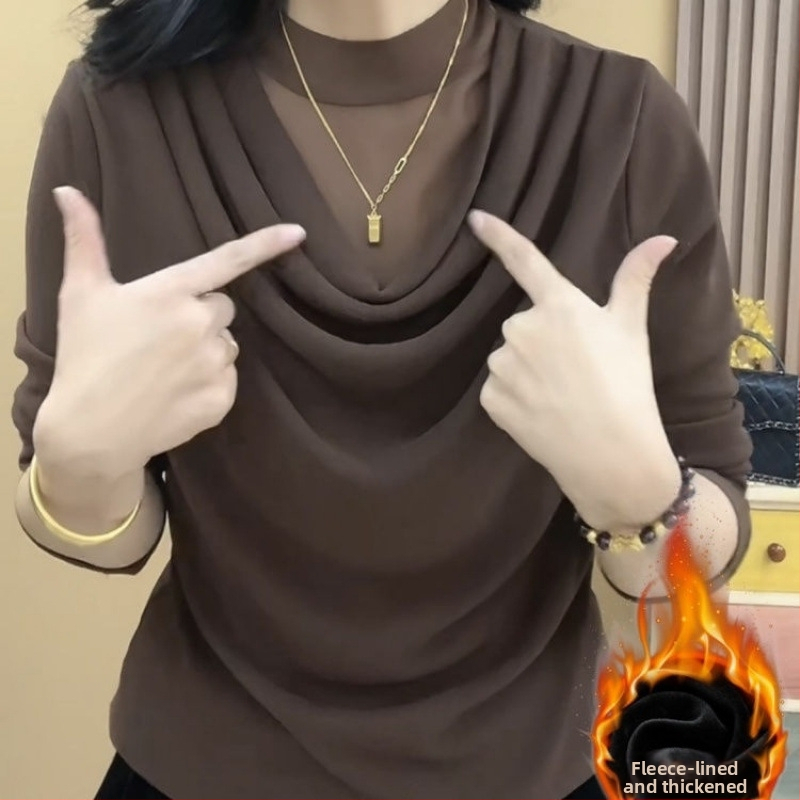 Dámsky top z čipky a polyesteru (95%+), dlhé rukávy, plisované detaily, mestský štýl