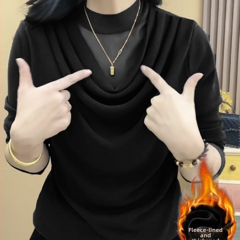 Dámsky top z čipky a polyesteru (95%+), dlhé rukávy, plisované detaily, mestský štýl