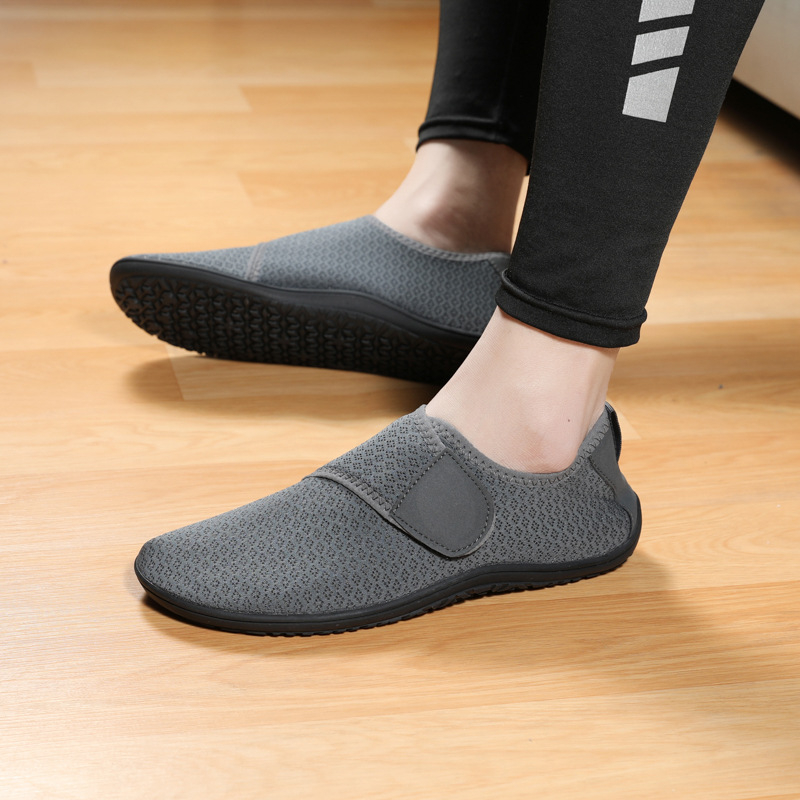 Uniszex lélegző hálós jóga cipő Velcro zárással, alacsony felsőrésszel, kerek orr, gumitalp