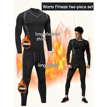 Pánske kompresné tréningové tričko – 2 kusy; akrylový materiál; extra hrubá tkanina 501-600 g/m²; udržiava teplo; hlavný obsah tkaniny <30%