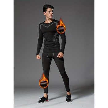 Pánske kompresné tréningové tričko – 2 kusy; akrylový materiál; extra hrubá tkanina 501-600 g/m²; udržiava teplo; hlavný obsah tkaniny <30%