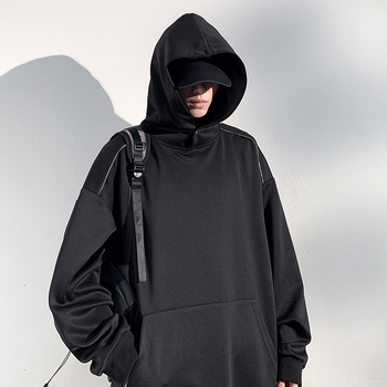Muški hoodie s kapuljom, širok kroj, dugi rukavi, proljeće 2025, poliester 96%+