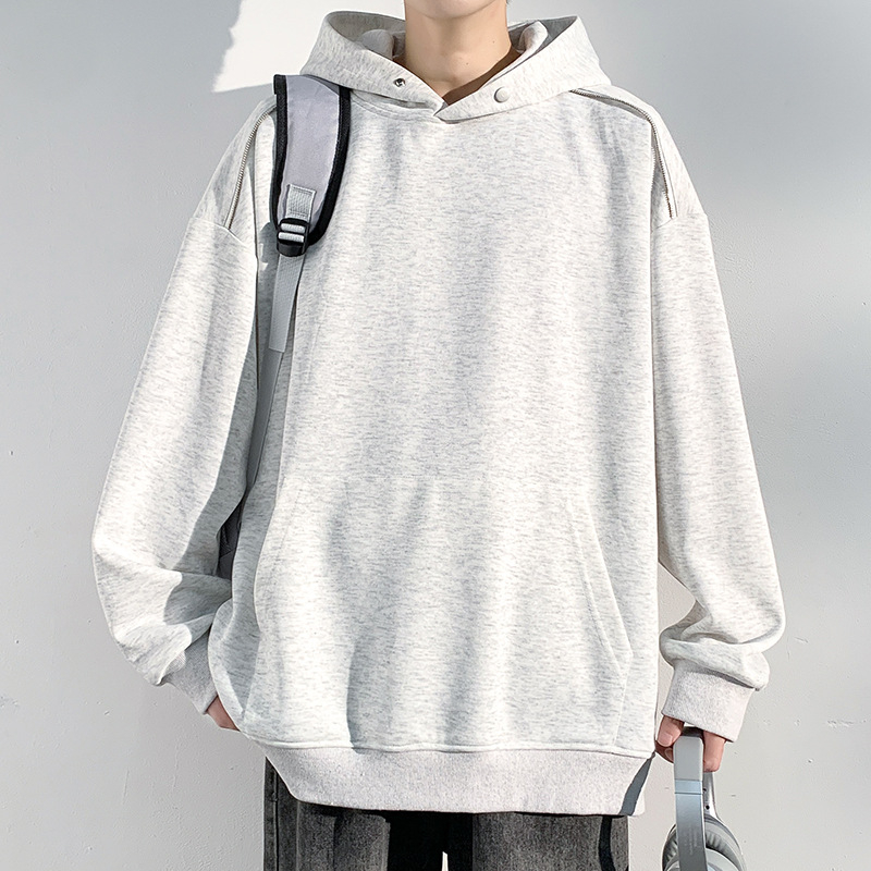 Muški hoodie s kapuljom, širok kroj, dugi rukavi, proljeće 2025, poliester 96%+