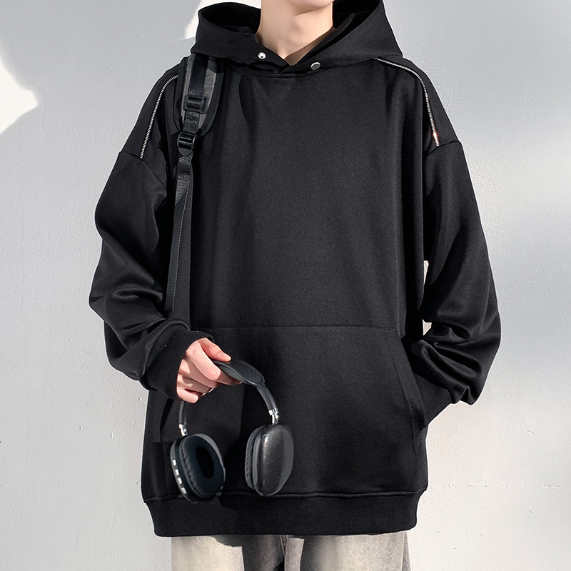 Muški hoodie s kapuljom, širok kroj, dugi rukavi, proljeće 2025, poliester 96%+