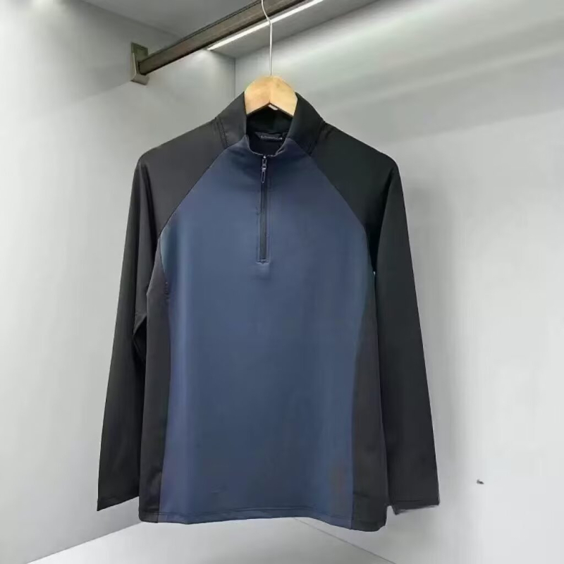 Мъжка полузатворена бързосъхнеща спортна тениска с дълги ръкави и качулка, влагоотвеждаща