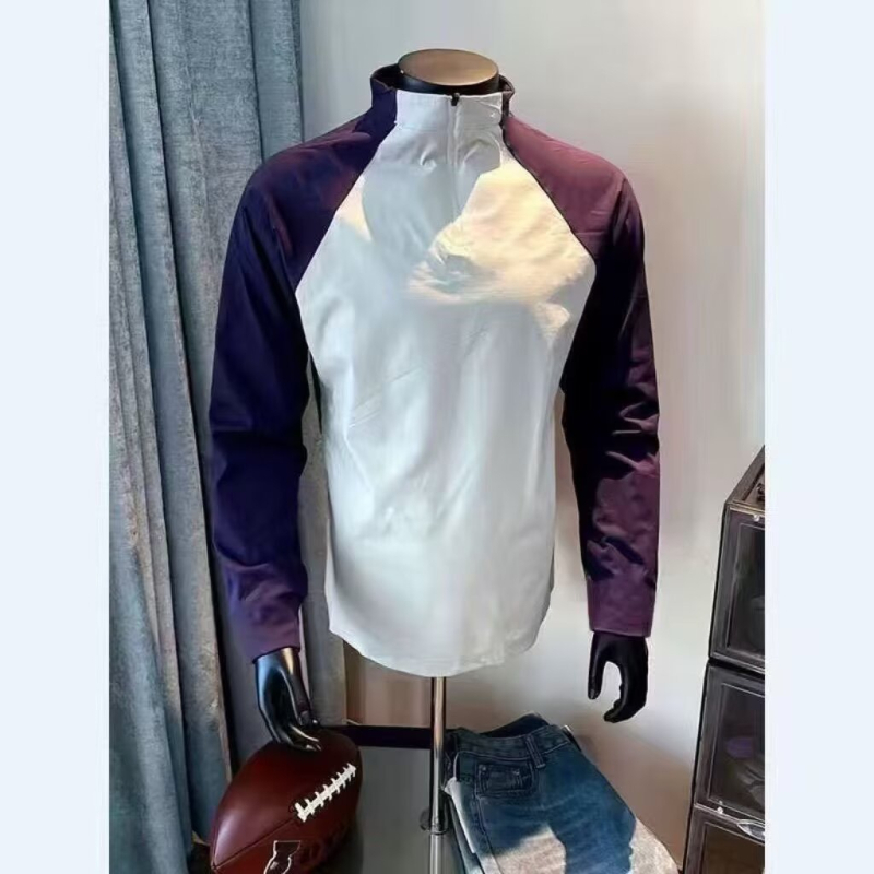 Мъжка полузатворена бързосъхнеща спортна тениска с дълги ръкави и качулка, влагоотвеждаща