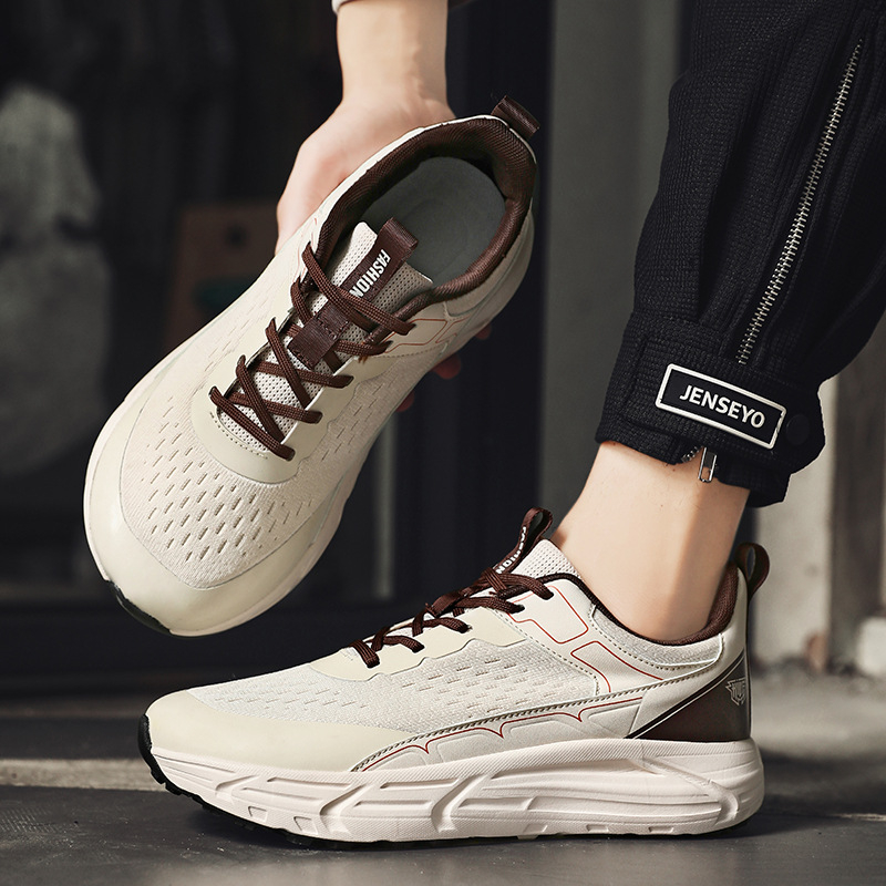 Férfi sportos-casual cipő széles orrú, Flyknit felsőrész, lélegző háló, vastag talp, fűzővel