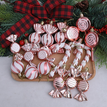 Karácsonyi díszek, 18 darabos készlet, PVC, modern és minimalist dekoráció függő, karácsonyfához és ablakokhoz