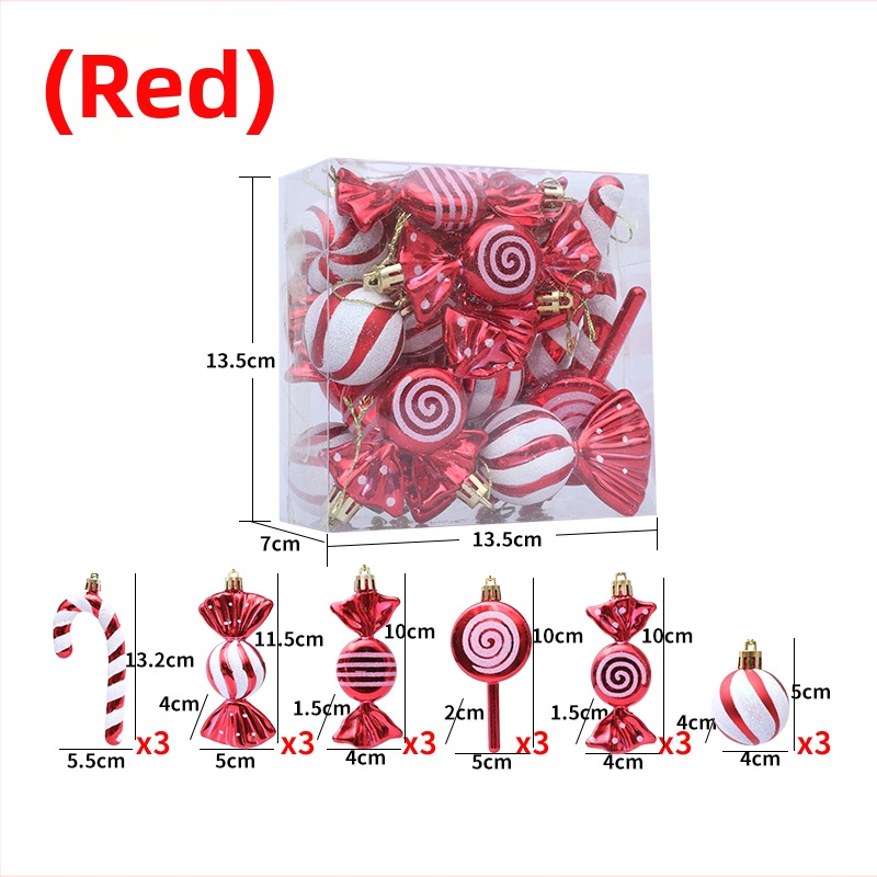 Karácsonyi díszek, 18 darabos készlet, PVC, modern és minimalist dekoráció függő, karácsonyfához és ablakokhoz
