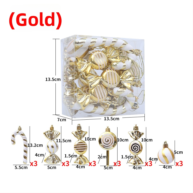 Karácsonyi díszek, 18 darabos készlet, PVC, modern és minimalist dekoráció függő, karácsonyfához és ablakokhoz