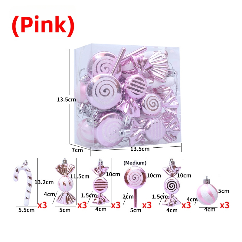 Karácsonyi díszek, 18 darabos készlet, PVC, modern és minimalist dekoráció függő, karácsonyfához és ablakokhoz
